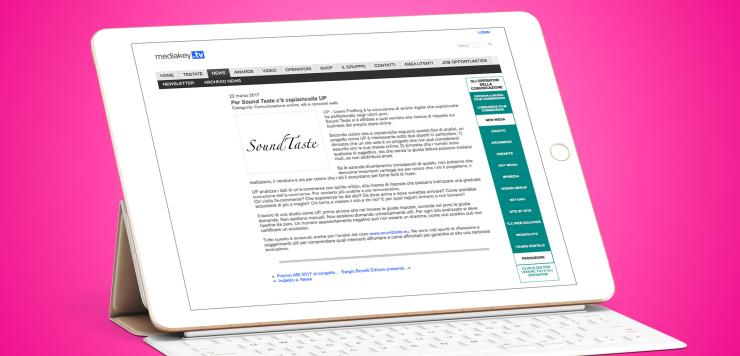 L'articolo di Media Key riferito al progetto UP per l'e-commerce SoundTaste