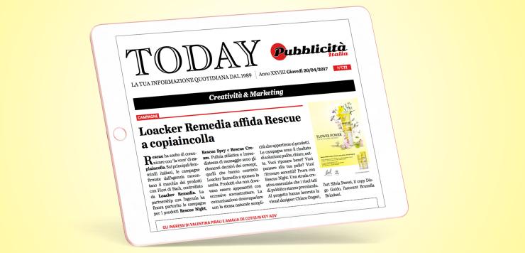 L'articolo a proposito di copiaincolla e Rescue uscito su Today di Pubblicità Italia