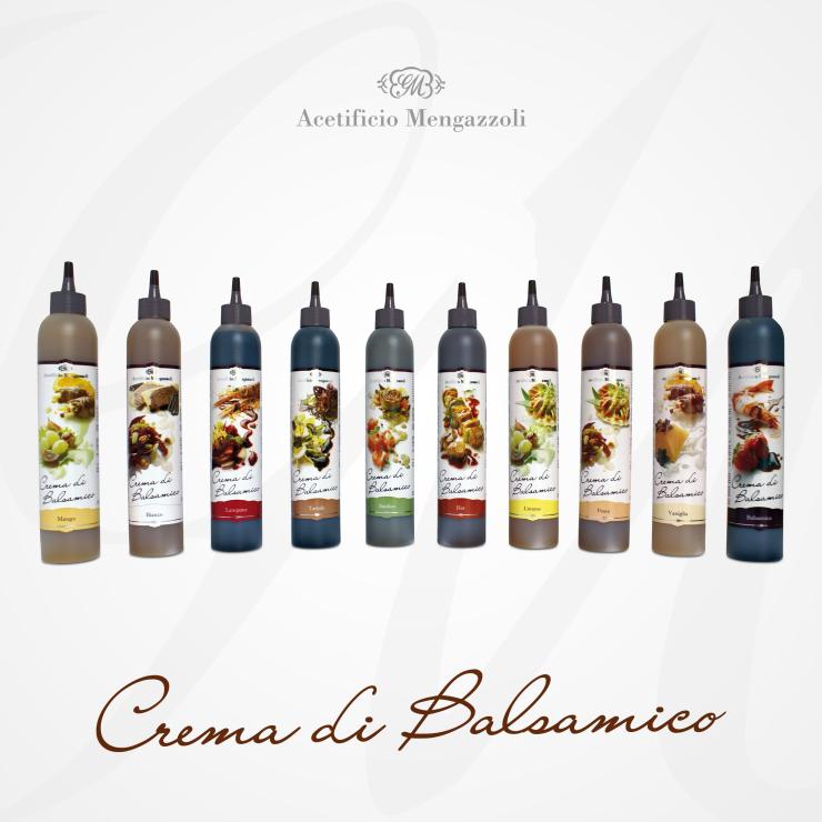 Il sistema di packaging per la crema di balsamico dell'Acetificio Mengazzoli realizzato dall'agenzia di pubblicità copiaincolla