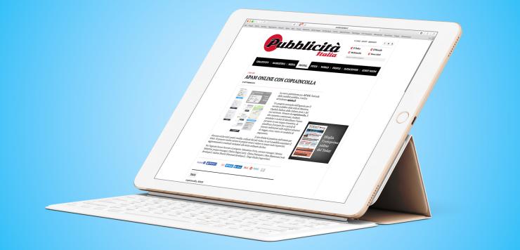 L'articolo di Pubblicità Italia che racconta le innovazioni alla base del sito web APAM firmato copiaincolla