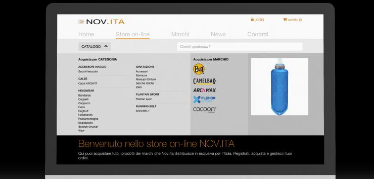 Menu del sito web e-commerce realizzato Nov.Ita