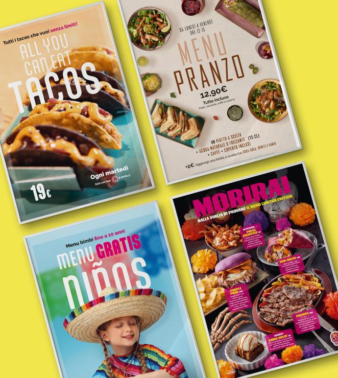 I menù progettati per i ristoranti Calavera - copiaincolla