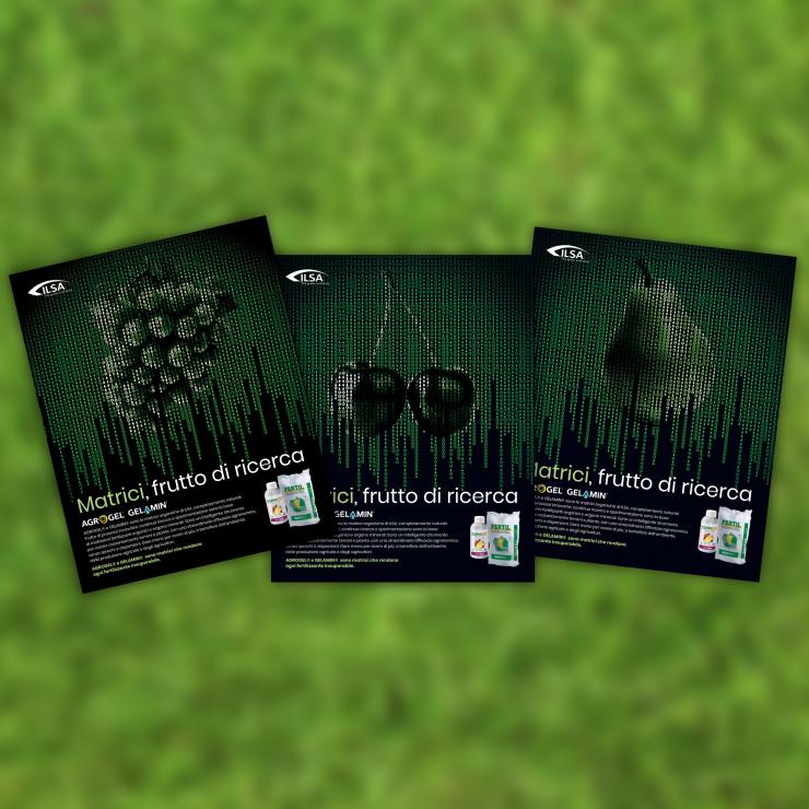 Il layout realizzato per la campagna stampa dei prodotti Agrogel e Gelamin - copiaincolla