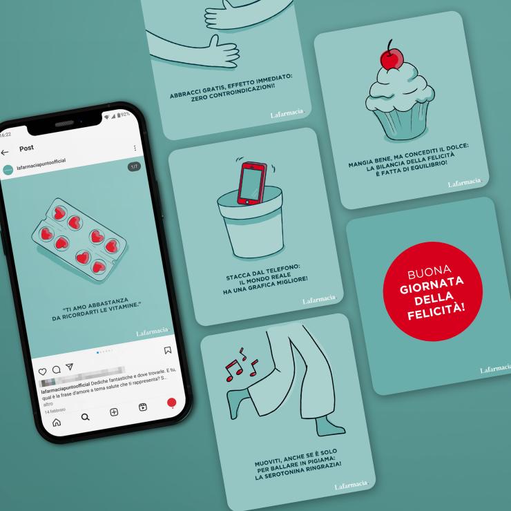 Contenuti social Lafarmacia. prodotti da copiaincolla