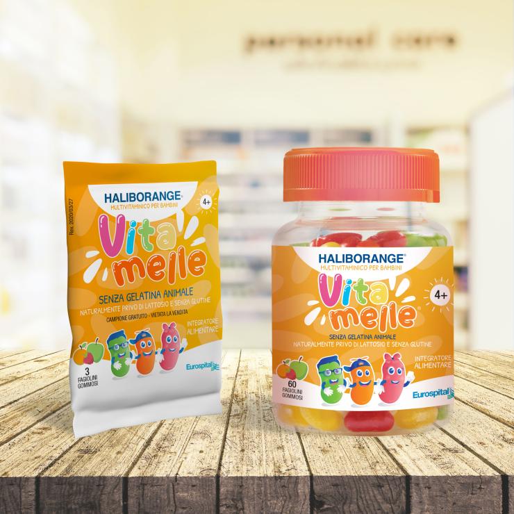 Il pack design per l'integratore per bambini Haliborange
