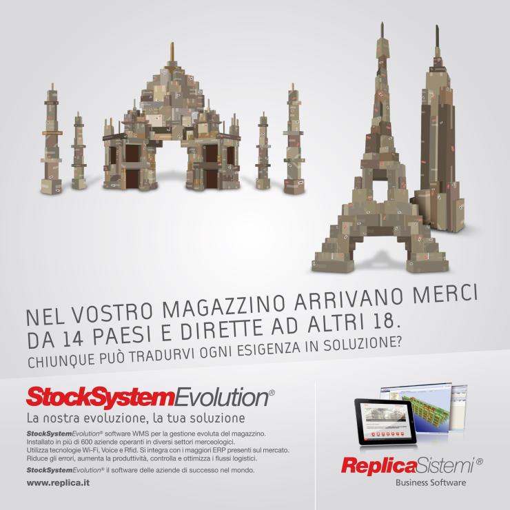 La campagna pubblicitaria stampa nata nell'agenzia di comunicazione copiaincolla per la logistica di Replica Sistemi - copiaincolla